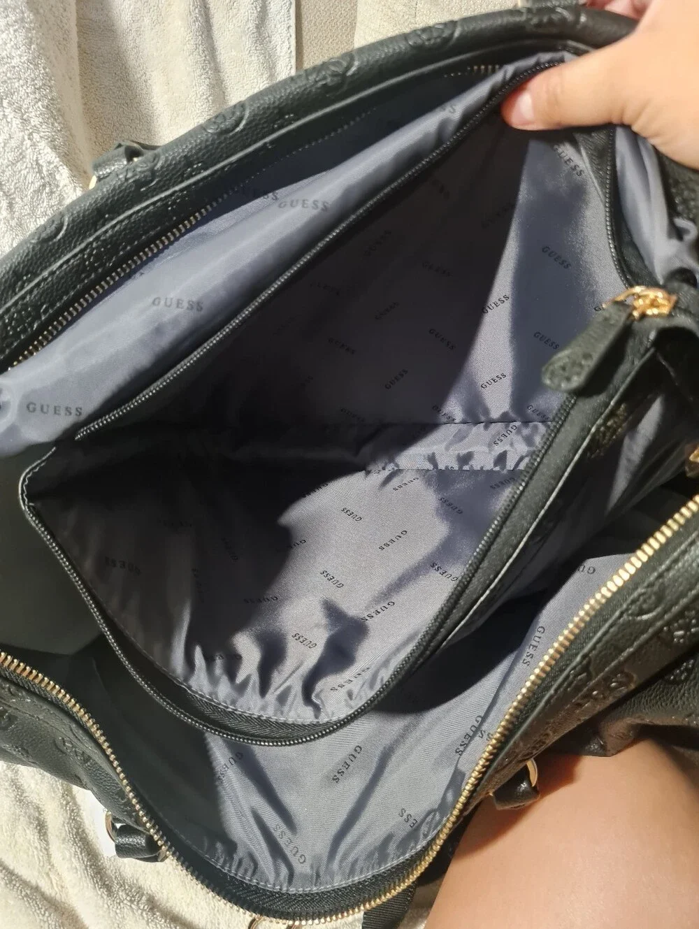 GUESS Black Embossed Logo Travel Duffel